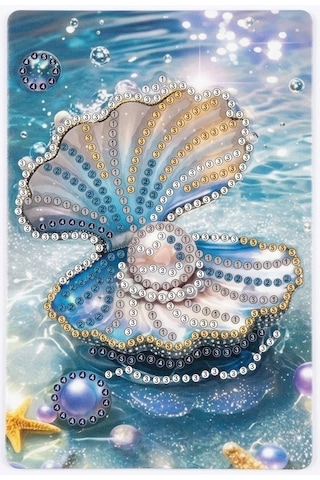 5d Elmas Taş İşleme Kiti Tablo 10x15 Cm İstiridye Desenli Diamond Painting