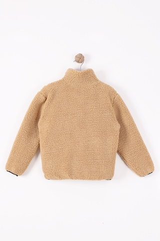 Monox Çocuk Lastik Manşetli Fermuarlı Unisex Kuzu Wellsoft Peluş Ceket Kahve