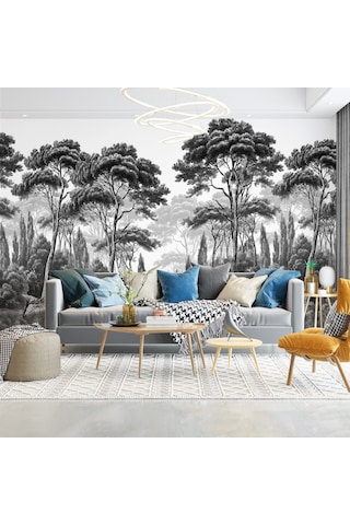 Çizim Orman Ağaçlar Duvar Kağıdı