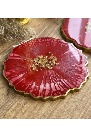 Tekli Epoksi Bardak Altlığı - 112 Kırmızı