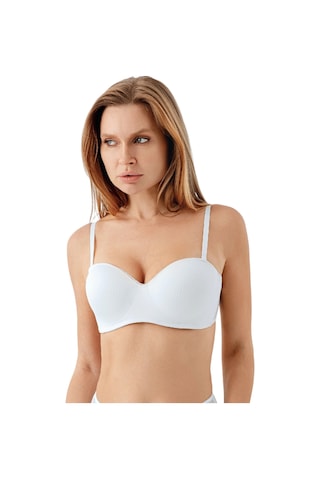 New Bra Newbra Lingerie 7045 Kadın Desteksiz C Cup Dantelli Sutyen Beyaz
