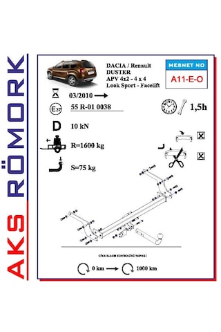 Dacia Duster Proje Dahil Çeki Demiri 2010 Ve Sonrası