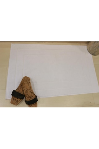 50X80 Paspas Beyaz Jakarlı Banyo Paspası Ev Otel Ayak Paspası Beyaz