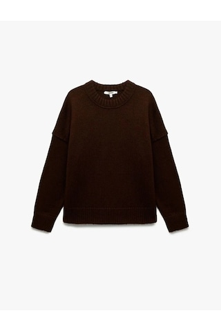 Koton Bisiklet Yaka Triko Kadın Oversize Kazak 6wak90177ht Kahverengi