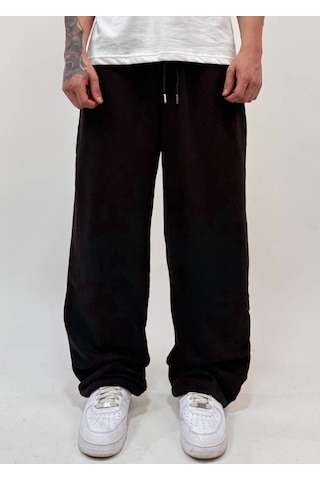 Zaee Western Kovboy Nakışlı Ayarlanabilir Paça Baggy Eşofman Altı Siyah