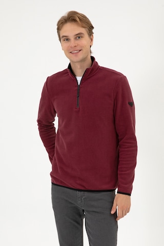 U.S. Polo Assn. Erkek Regular Fit Koyu Bordo Polar Yarım Fermuarlı Basic Sweatshirt 50313777-VR177