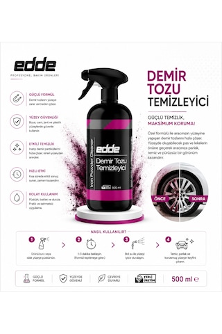 Edde Araba Araç Oto Demir Tozu Sökücü Temizleyici Demir Tozu Temizleme 500 Ml Oto Detailing