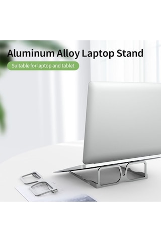 Pazly Bilgisayar Standı Alüminyum Alaşım, Dizüstü Tablet Standı, Katlanır, Taşınabilir, Gri/siyah/gül Altını