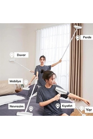 Pratik Temizlik İçin Yapışkanlı Tüy Rulosu 24 Cm Teleskopik Uzayabilen Saplı 2 Yedekli Çok Renkli