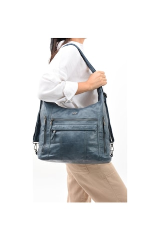 Suni Deri Yumuşak Dokumalı Sırt Omuz Çantası Mavi Model: 571-11-13b - Mavi