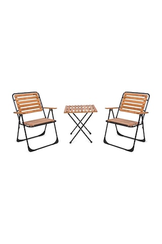 Bistro Set Metal Ayak 52x52 2 Katlanır 2 Sandalye 1 Katlanır Masa