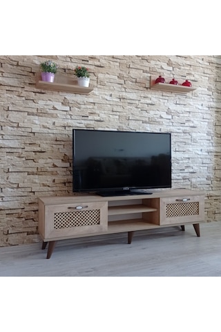 Mobilya Sepeti (Ms 40) Tv Ünitesi Dolabı,Raflı,Seperatörlü Meşe