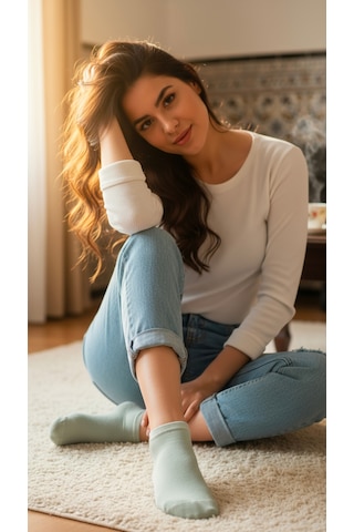 Bravie Kadın Bambu Patik Çorap 785 Yeşil 6'lı Paket Yeşil
