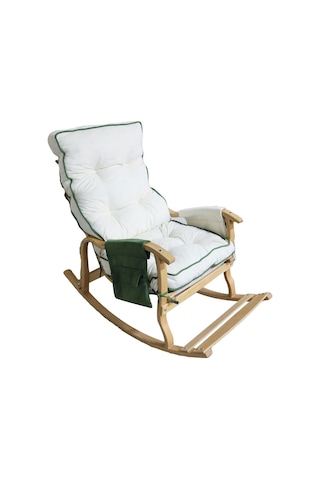 Mobildeco Sultan Lüx Yesıl Krem Ahşap Çift Renkli /cepli Sallanan Ceviz