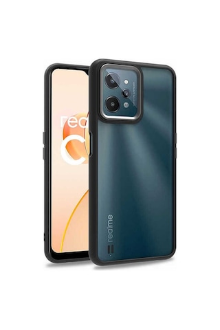 Realme C31 Kılıf Zore Flora Kapak Siyah