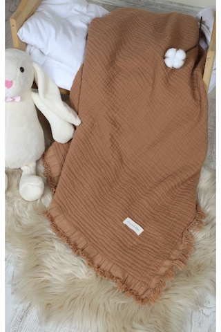 Müslin Püsküllü 4 Katlı Müslin Battaniye 90x120 Cm - Ze4katlı Kahverengi