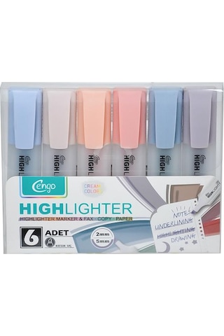 Cengo 6lı Fosforlu Kalem Cream Renkler Cgo804 Çok Renkli