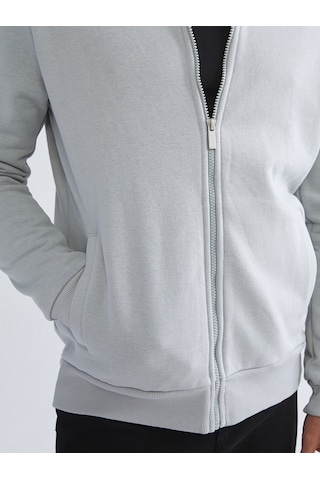 LC Waikiki Lc Waıkıkı Gri Kolej Yaka Erkek Kalın Fermuarlı Sweatshirt