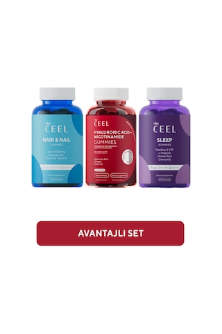 VitaCeel 3'lü Cilt Vitamini, Uyku Vitamini ve Saç&Tırnak Vitamini Gummy Vegan Çiğnenebilir Vitamini
