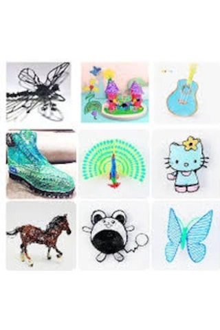 Mor Renk 3d Kalem + 25 Renk Toplam 25 Metre Pla Filament + Şablon