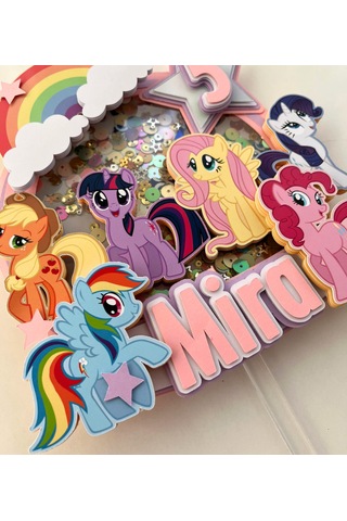 Pony Temalı İsme Özel Kız Çocuk Doğum Günü Pasta Süsü