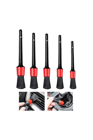 5'li Kaliteli Farklı Boyutlarda Oto Detay Fırça Seti 5 Adet Oto Araba Yıkama Klima Temizleme Fırçası