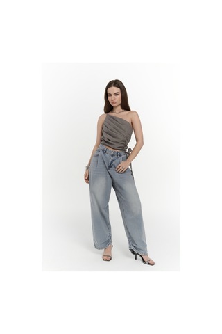 Calista Bağlamalı Gri Crop Gri