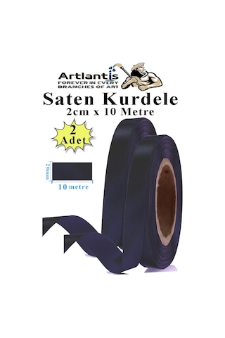 Siyah Kurdele Saten 2 Cm 10 Metre 2 Adet Saten Kurdela Parlak Hediye Ve Süsleme Şeridi Süs Paketleme Çiçek Saç El