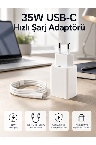 Shnstore 35w Usb-c Hızlı Şarj Adaptörü Type-c To C Kablo Seti Shntknd0720 Elektronik Elektronik Xml Şarj Aleti Xml