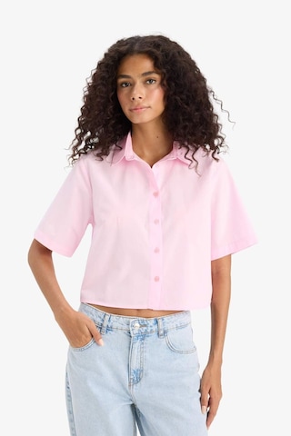 Defacto Regular Fit Gömlek Yaka Poplin Kısa Kollu Gömlek F8580ax25smpn205 Pembe