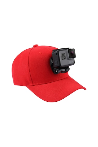 Cbtx Puluz Pu195 Gopro Aksesuarları Uyumlu Spor Kamera Şapkası Vidalı Ayarlanabilir Kapak Ve Gopro Kamera Uyumlu J Stent Taban - Kırmızı