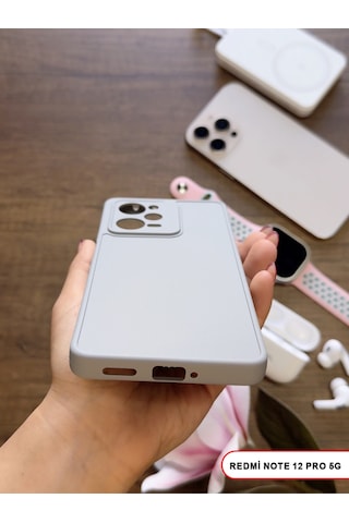 Redmi Note 12 Pro 5g Uyumlu Kamera Korumalı Darbeye Dayanıklı Renk Atmayan Keep Silikon Kılıf Gri