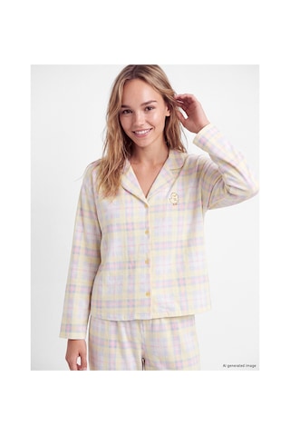 LC Waikiki Alıta Cıty Farkıyla Lcw Young Sarı Penye Ekose Uzun Kollu Kadın Pijama Takım Sari - 929503422 Sari