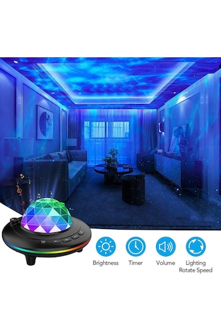 Galaxy Bluetooth Hoparlör Gece Lambası-müzik Senkron Led Yıldız Projektör-uzaktan Kumandalı Çok Renkli