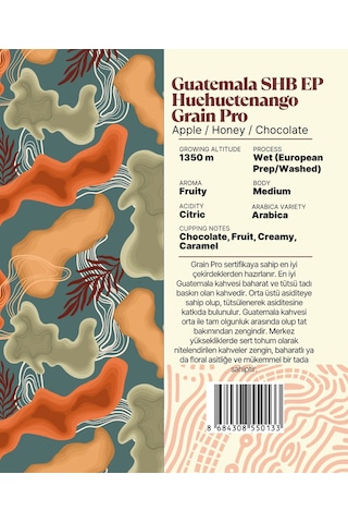 Guatemala Shb Ep Huehuetenango Grain Pro Yöresel Filtre Kahve 250 Gr. Çekirdek Kahve