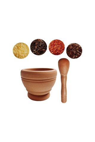 Homyl Havan Ve Tokmak Seti Çok İşlevli Mutfak Ezici Chutney Açık Kahverengi