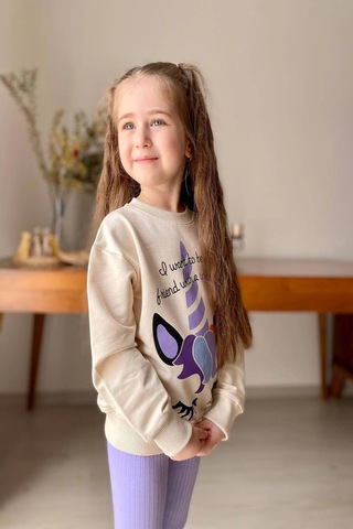 Koçak Kids Unicorn Desenli Kız Çocuk Lila Renk Taytlı Takım Yeşil