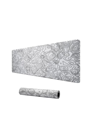 Klasse Pro - 10 Farklı Model Dikişli Kenar 90x40 Cm Oyuncu Gaming Mouse Pad White Map Lines, 90x40 Cm