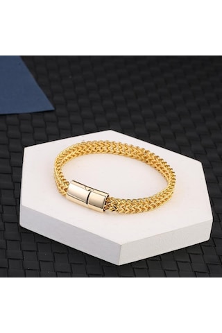 Çelik Yılan Zinciri Manyetik Toka Erkek Takı Bileklik Bilezik Moda Takı Ave Altın
