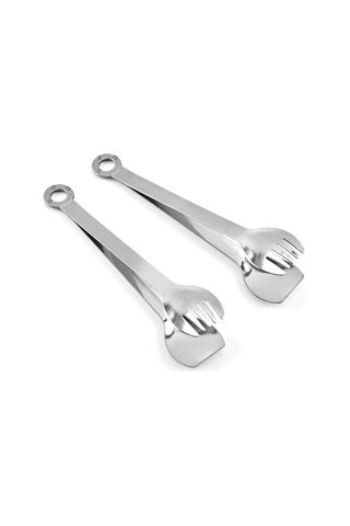 Mutfak, Izgara, Barbekü Ve Büfe İçin 2'li 15 Cm Paslanmaz Çelik Servis Maşası Seti
