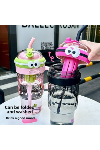 Dianziye Mavi 1280ml Büyük Kapasiteli Plastik Bardak, Buzlu İçecek Saklama Özelliği, Çocuklar Ve Genç Kadınlar İçin, Taşınabilir Dışarı Kullanım, Temiz Ve Basit Tasarım