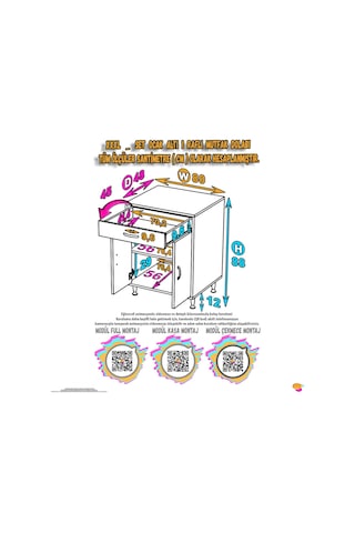 Eliusta Nehir 80 Cm Mutfak Dolabı Çok Amaçlı Ankastre Set Ocak Dolabı 80x88x48 Cm Raflı 2 Bölmeli Dolap Beyaz