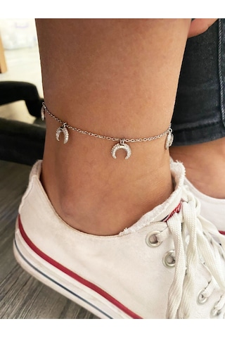 Kadın Ay Model Gümüş Halhal Silver