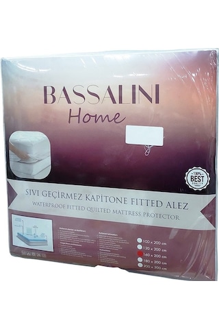 Bassalini Home Kapitoneli Fitted Sıvı Geçirmez Çift Kişilik Alez Beyaz