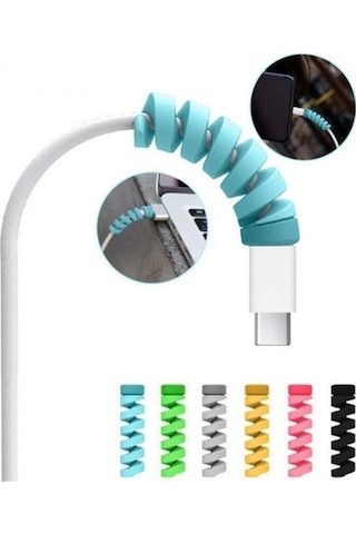 Telefon Şarj Kablo Koruyucu Silikon Spiral Usb Koruyucu 4Lü Paket (444399256)