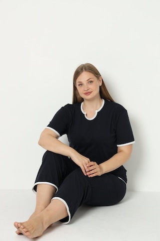 Fames Pijama Yazlik Büyük Beden Pijama Takim Lacivert