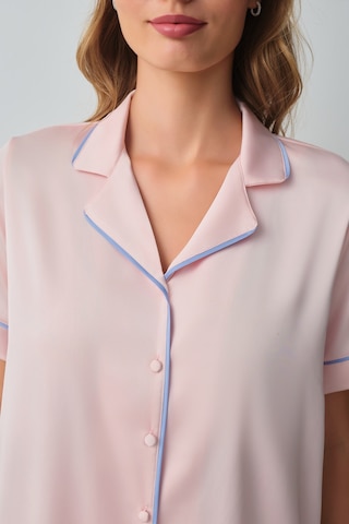 Suwen Clara Gömlek Yaka Pijama Takımı Wsh10510061077 Pembe