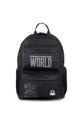 United Colors Of Benetton Siyah Çift Bölmeli Sırt Çantası 03829 Siyah