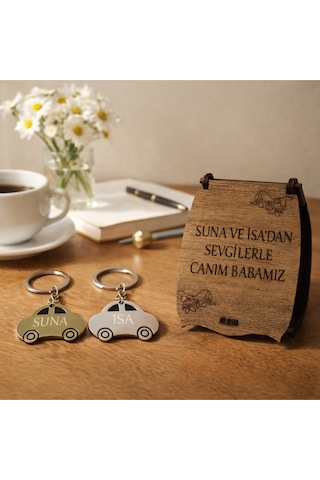 Canım Babam Çelik Araba Model Anahtarlık Kişiye Özel İki Taraflı İsim Yazilabilen No 30014