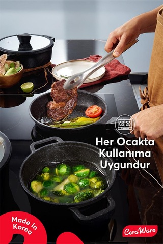 Ceraware Vetta 10 Parça Megastone Kaplama Yapışmaz Tencere Tava Seti